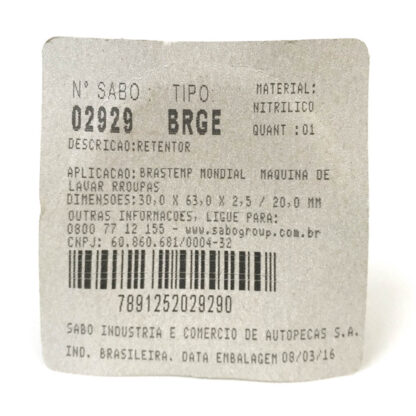 Retentor 02929 BRGE Sabó 30,00x63,00x2,50/20,20 - Image 3