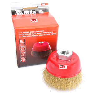Escova de Aço Carbono Tipo Copo 75mm Rosca M14 - Mtx