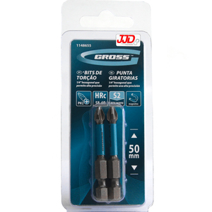 Bits de Torção PH2 x 50mm P/ Ferram Impacto 2pçs - Gross
