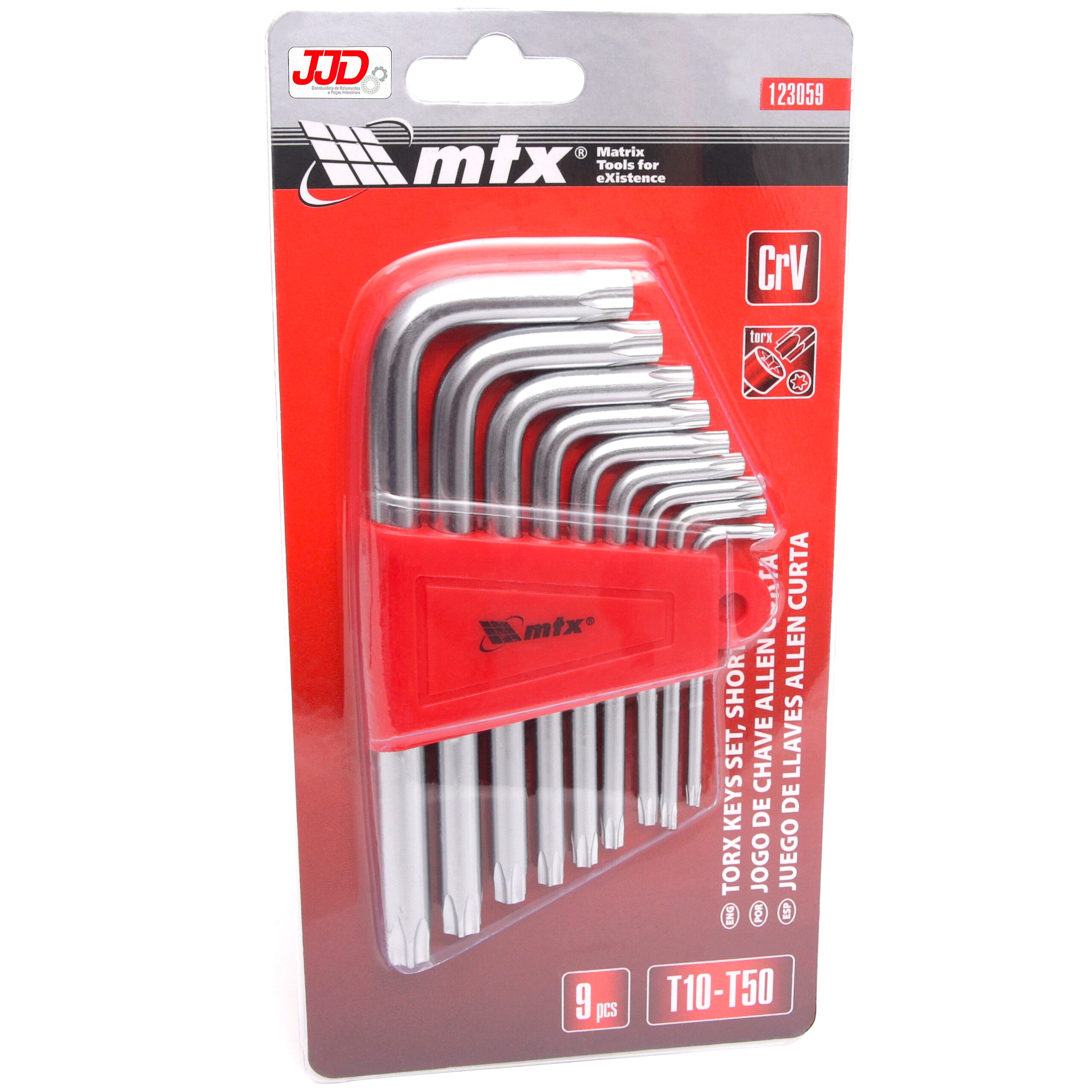 Jogo de Chaves Hexagonais Torx Curtas T10-T50 Crv - Mtx