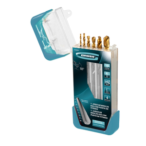 Jogo de Brocas Aço Rápido Rev. Titanio 2-8mm 6pçs Gross