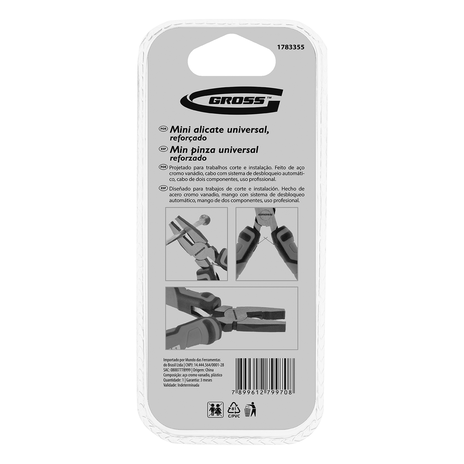 Mini Alicate Universal Ref Fosfat 4.3/4" 120mm Gross - Imagem 7